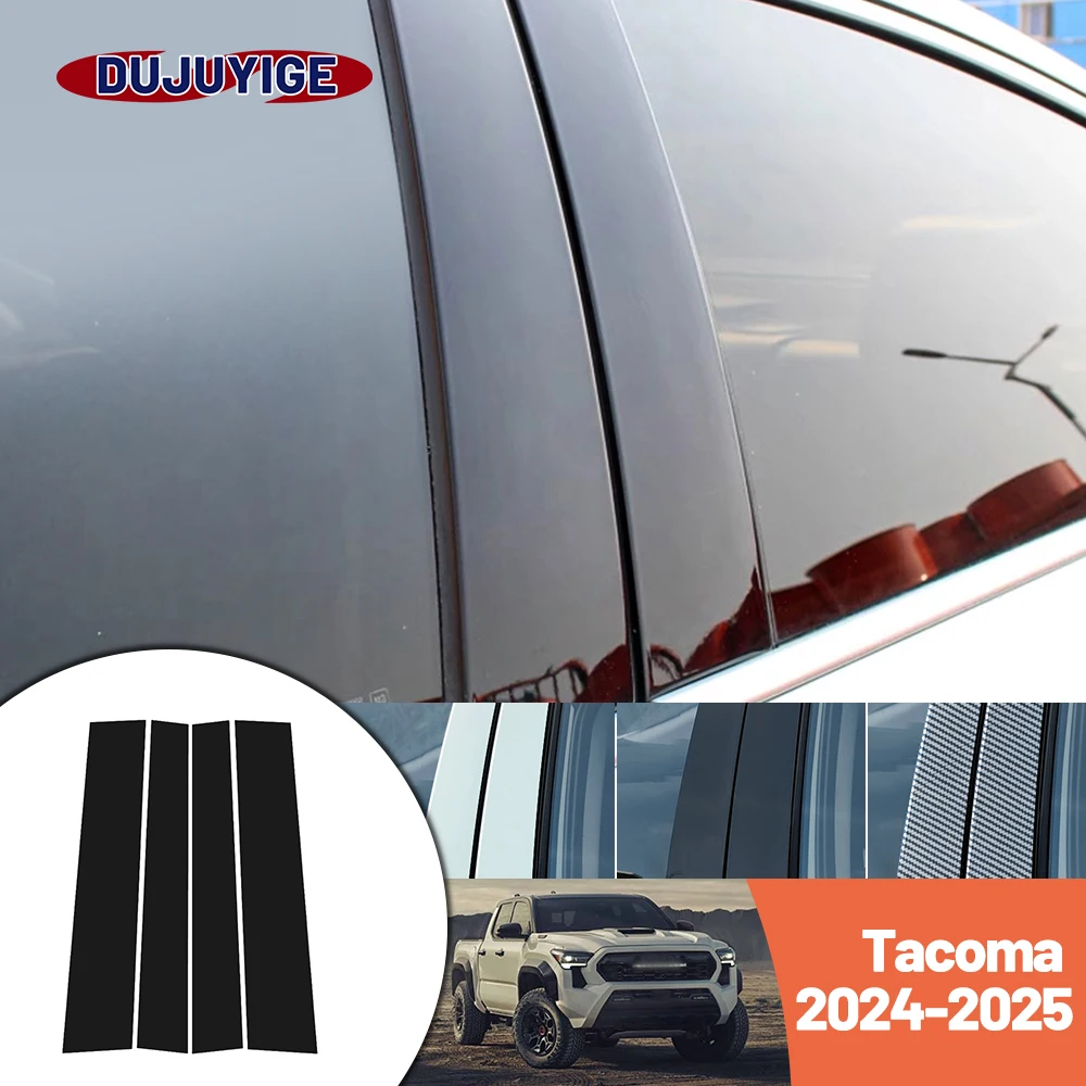 

Bright black carbon fiber door and window B C Pillar sticker suitable For Toyota Tacoma 2024-2025