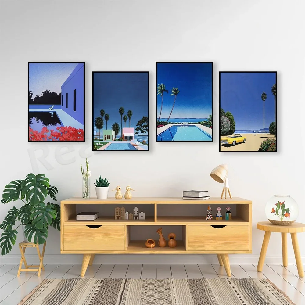 Hiroshi Nagai Prints - Shadows of Palm Grove, Pacific Breeze, Longing for Summer Art Print Landscape Poster