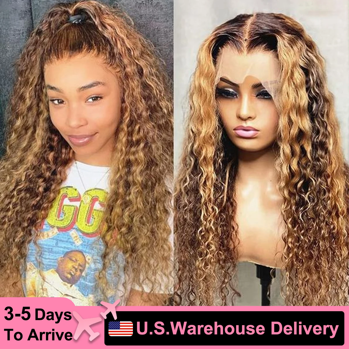 

Human Hair Lace Wigs Highlight Body Wave Wig 4/27Honey Blonde Body Wavy T Part Lace Human Hair Wig For black Women Brazilian Wig