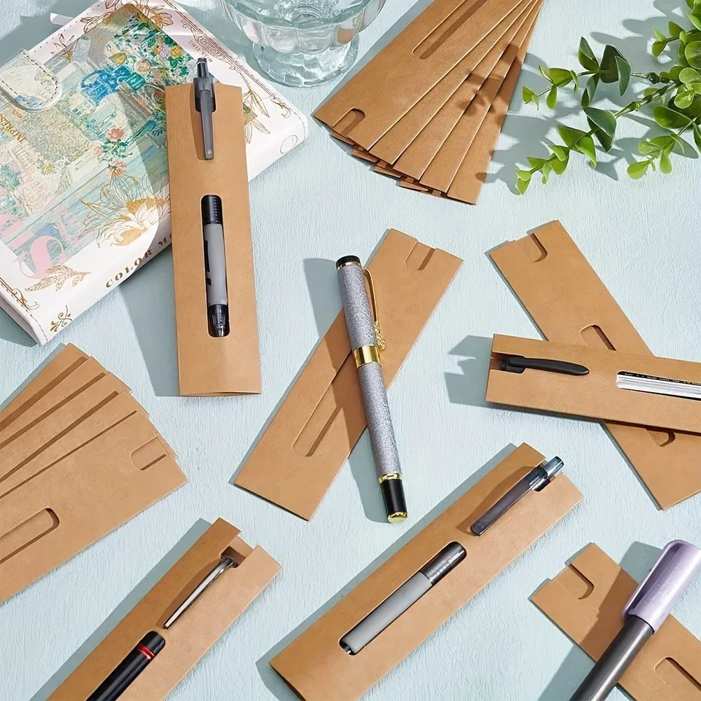 10-100pcs Pen Sleeve Box Stands,Display-Ready Single Pen Pouches with Window,Paper Sleeve Protectors for Single Pens,Pencil Case
