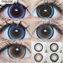 Lentillas grandes para ojos, lentes de contacto de Color de la serie Pearl, Color Azul, Morado, rosa, negro, gris, estudiantes de belleza, 14,5mm, OVOLOOK-2PCS/par