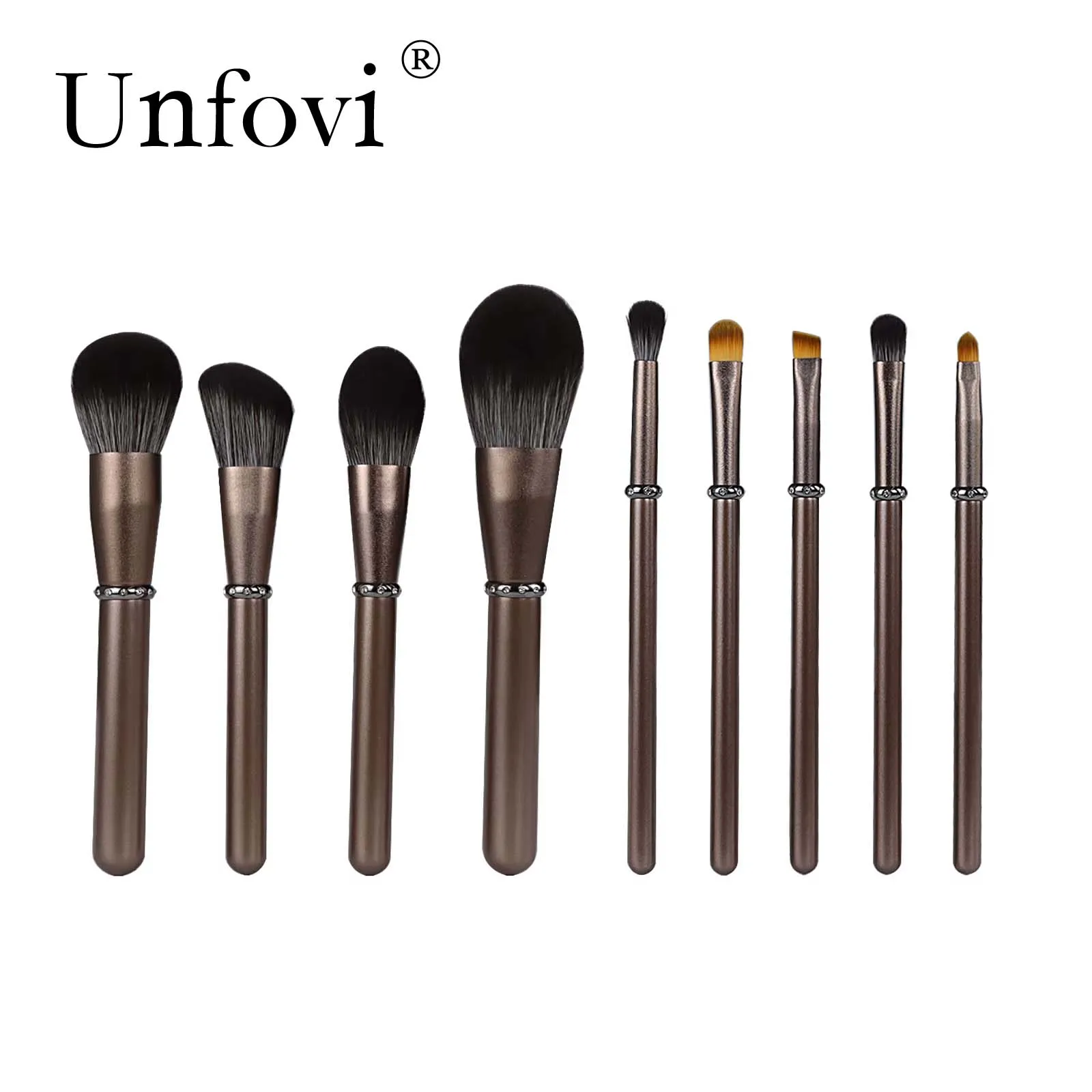 

Unfovi Makeup Brushes Set 9Pcs Contour Foundation Powder Eyeshadow Highlight Blending Concealer Eyeliner