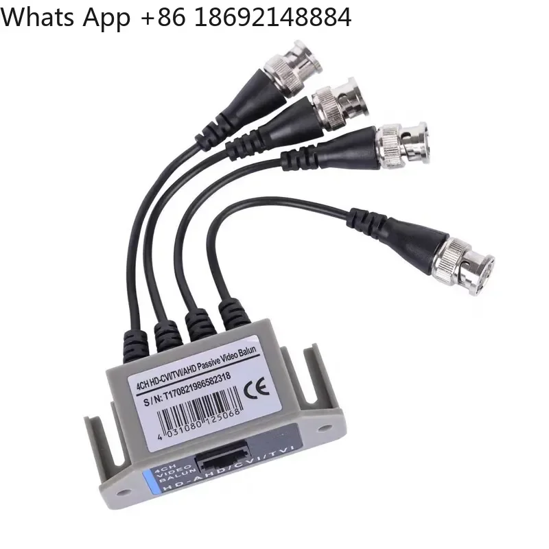 4 Channel BNC Passive Twisted Pair Transmitter for HD Analog Camera Signal Extender with Coaxial Network Cable