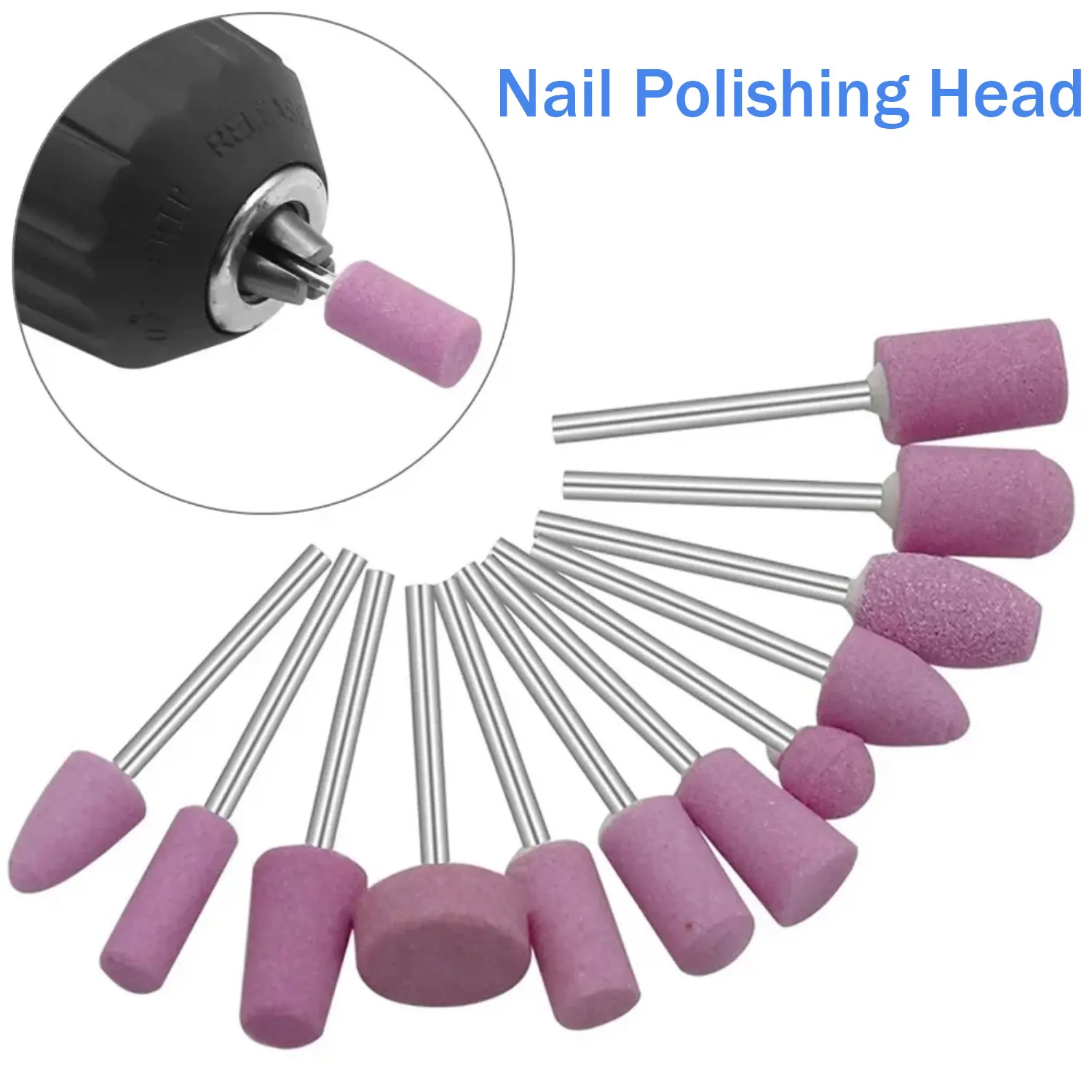 

12 шт., полировальная головка, абразивный камень для вращающегося инструмента Dremel, электрическая маникюрная шлифовальная машина, аксессуары для полировки ногтей