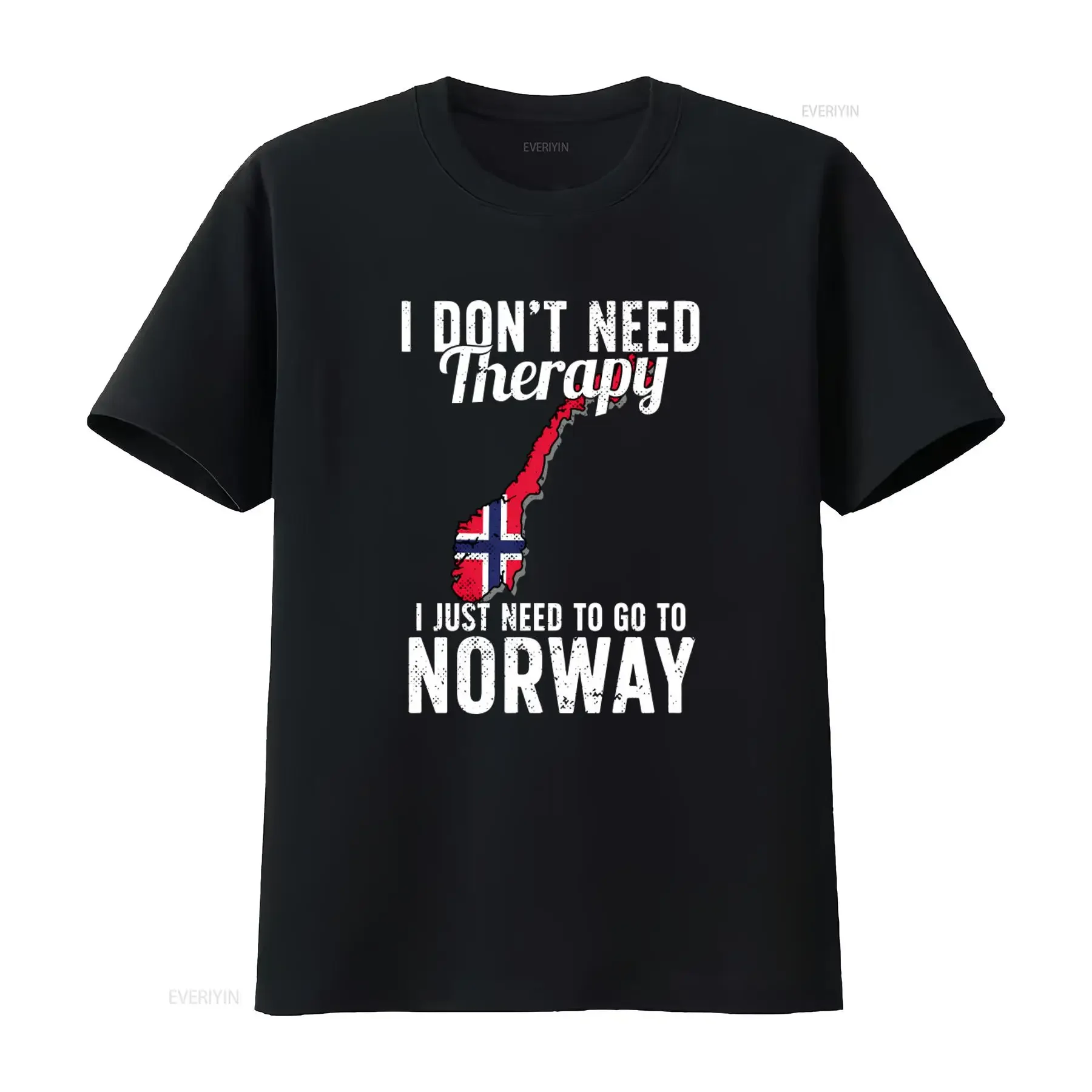 No necesito terapia, solo quiero ir a Noruega, camisa con diseño de bandera noruega, vintage, lavada, cómoda, versátil, informal, unisex