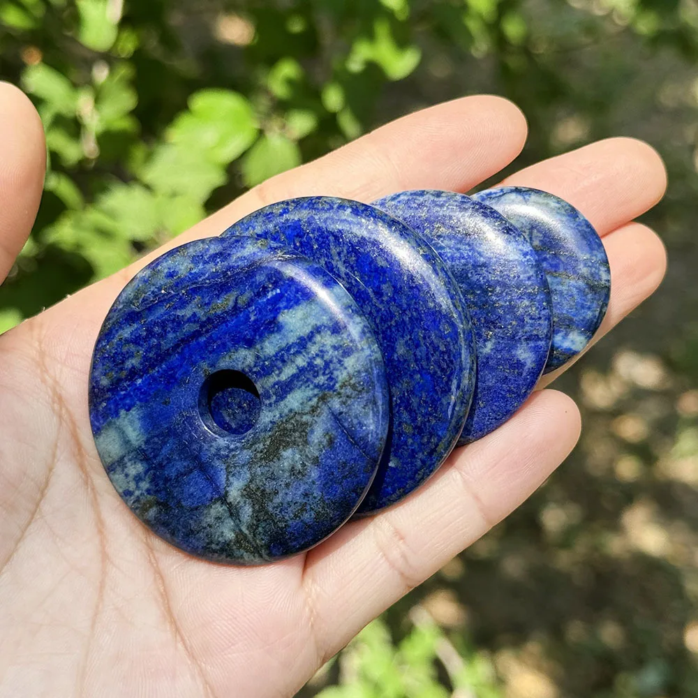 25,40,50mm Round Donut Rings Blue Lapis Lazuli Natural Stone Beads for DIY Necklace Bracelet Pendant Charms Jewelry Making 1 Pcs