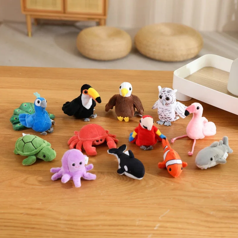 9CM Mini Fingerpuppen Lernspielzeug Für Kinder Hand Cartoon Vögel Meerestiere Plüschpuppe Handpuppen Erzählen Geschichte Geschenke – Detail 10