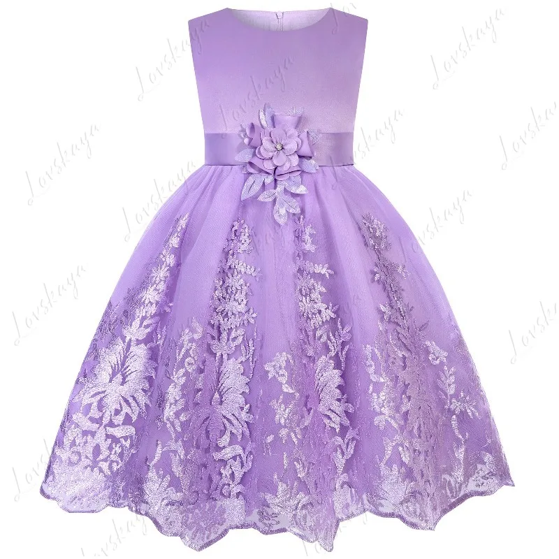 

Новый жилет без рукавов, платье принцессы с вышивкой, сетчатое платье с цветочным узором для девочек, пышное платье с цветочным узором для девочек