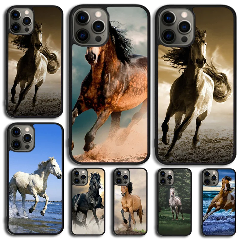 Galloping Horse Phone Case Cover For iPhone 15 16 14 XR XS 11 12 13 Mini Pro MAX Plus Coque