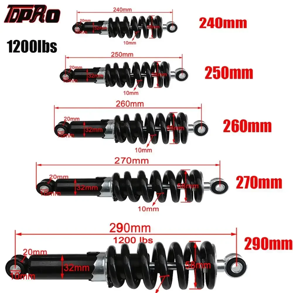 TDPRO 1200LBS 24/25/26/27/29cm Motorcycle Shock Absorber Suspension Protection Rear Shocker Absorbers Dirt Bikes Off-road