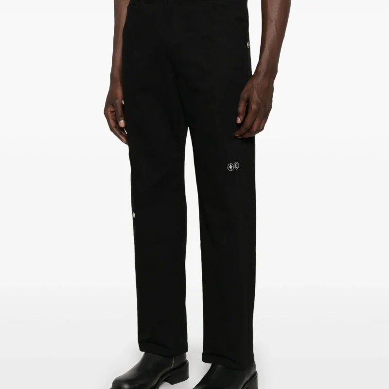 

Thug Club 2026 New Lumberjack Work Pants Rivet Button Detail Relaxed Straight-Leg Solid Color Men's Trousers