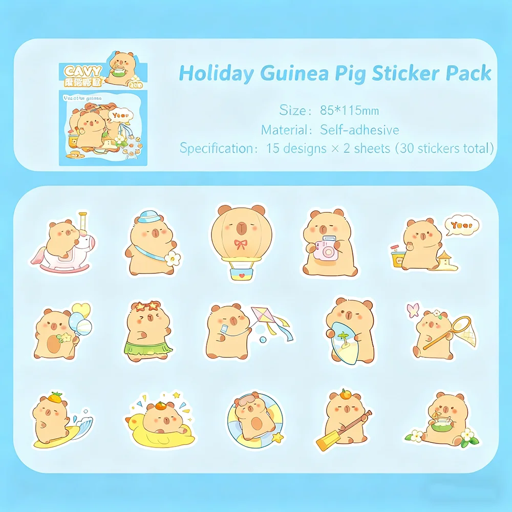 Capybara Sticker Pack Cartoon Sticker Set For Scrapbooking Water Cup Diary Decoration