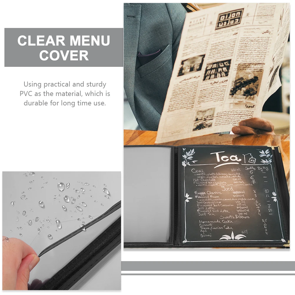 

Clear PVC Menu Cover Recipe Holder 6 Pages Lightweight Restaurant Supplies Coffee Bar Accessories Binder Folder