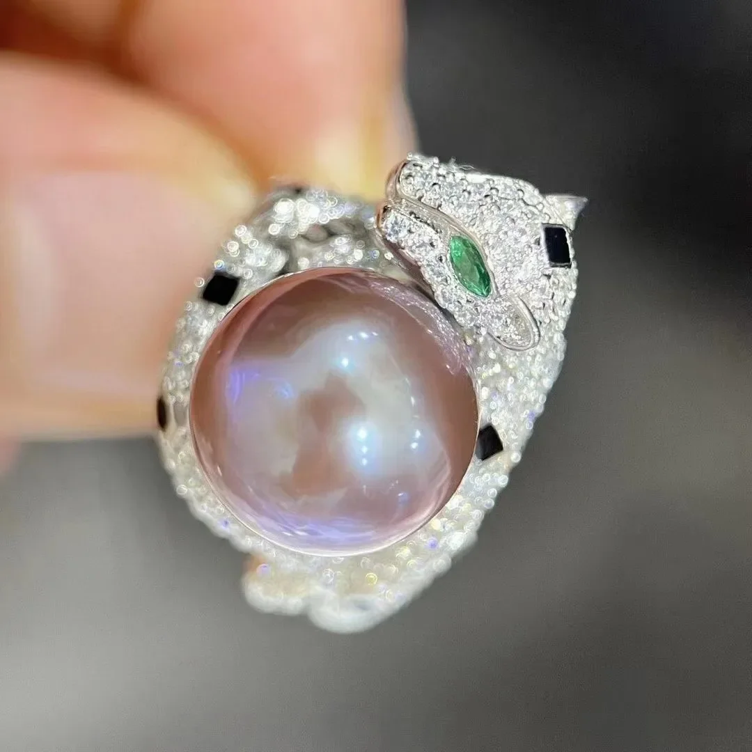 

High end Jewelry Ring AAAA10-11mm Natural South Sea Round Pearl Open Pearl Ring 925s