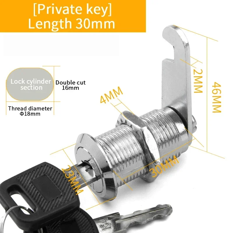 5/20/100Sets Veiligheidsslot Metalen Cilinder Kast Locker Cam Lock Met Sleutels Beveiliging Mailbox Lock lade 16 MM/20 MM/25 MM/30 MM - afbeelding 1