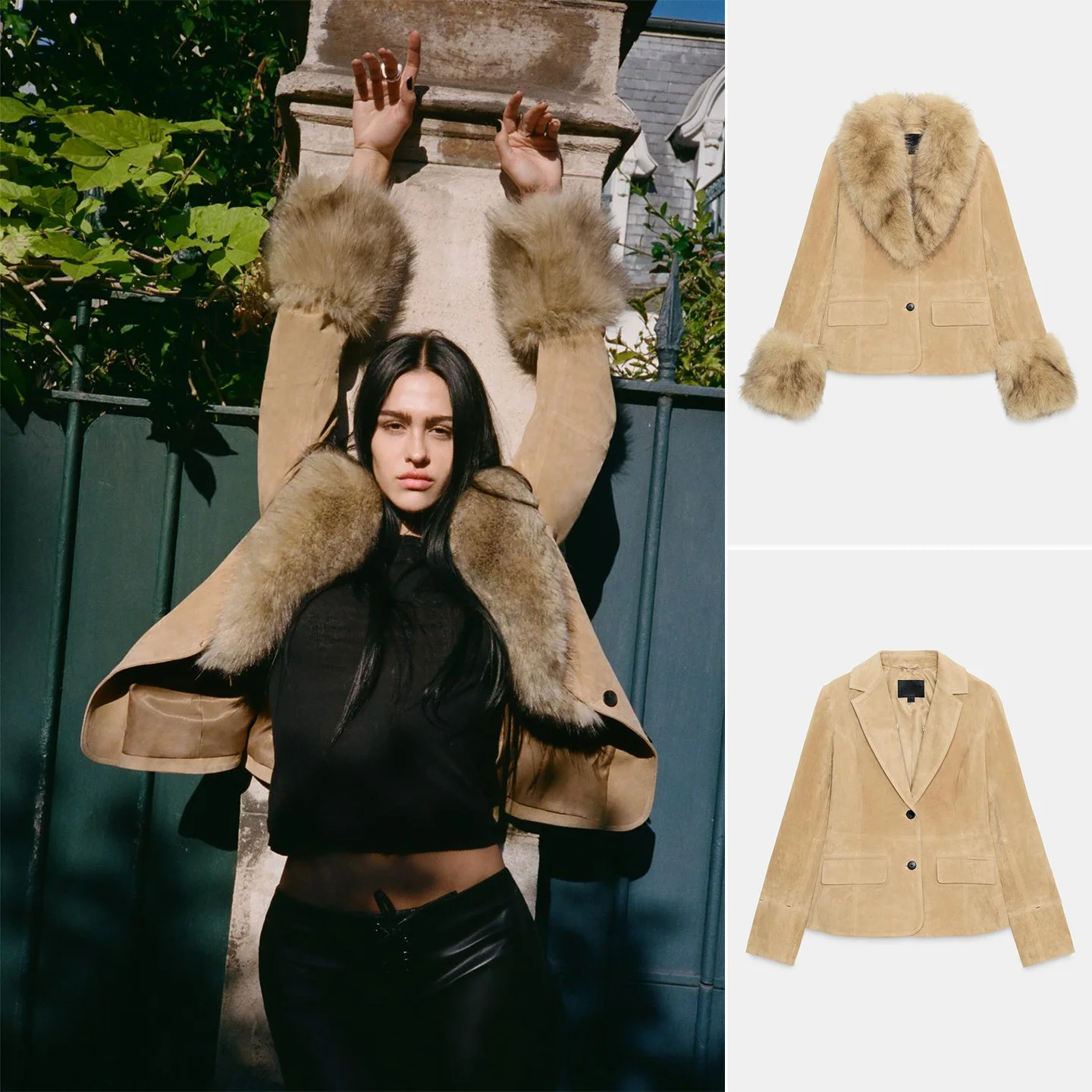 

Модный повседневный замшевый жилет со съемным меховым воротником, осень-зима, новое женское пальто из полиэфирного волокна, длинная застежка на пуговицы све