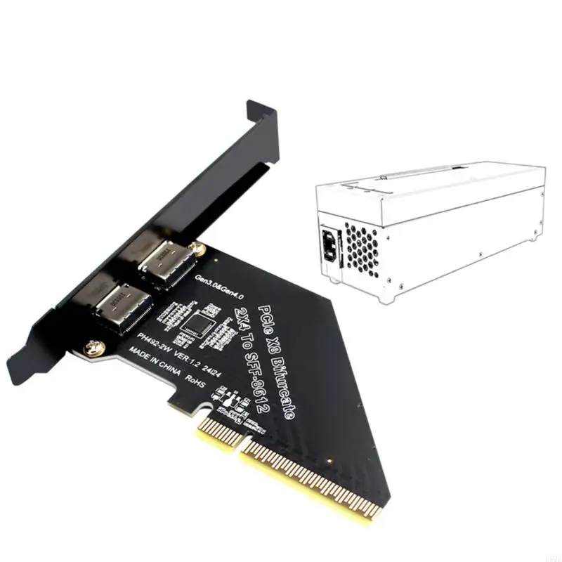 D57D PCIe 4.0X8 to SFF 8612 8611 Oculink Split Adapter Uplink PCle Gen4x8 128Gbps