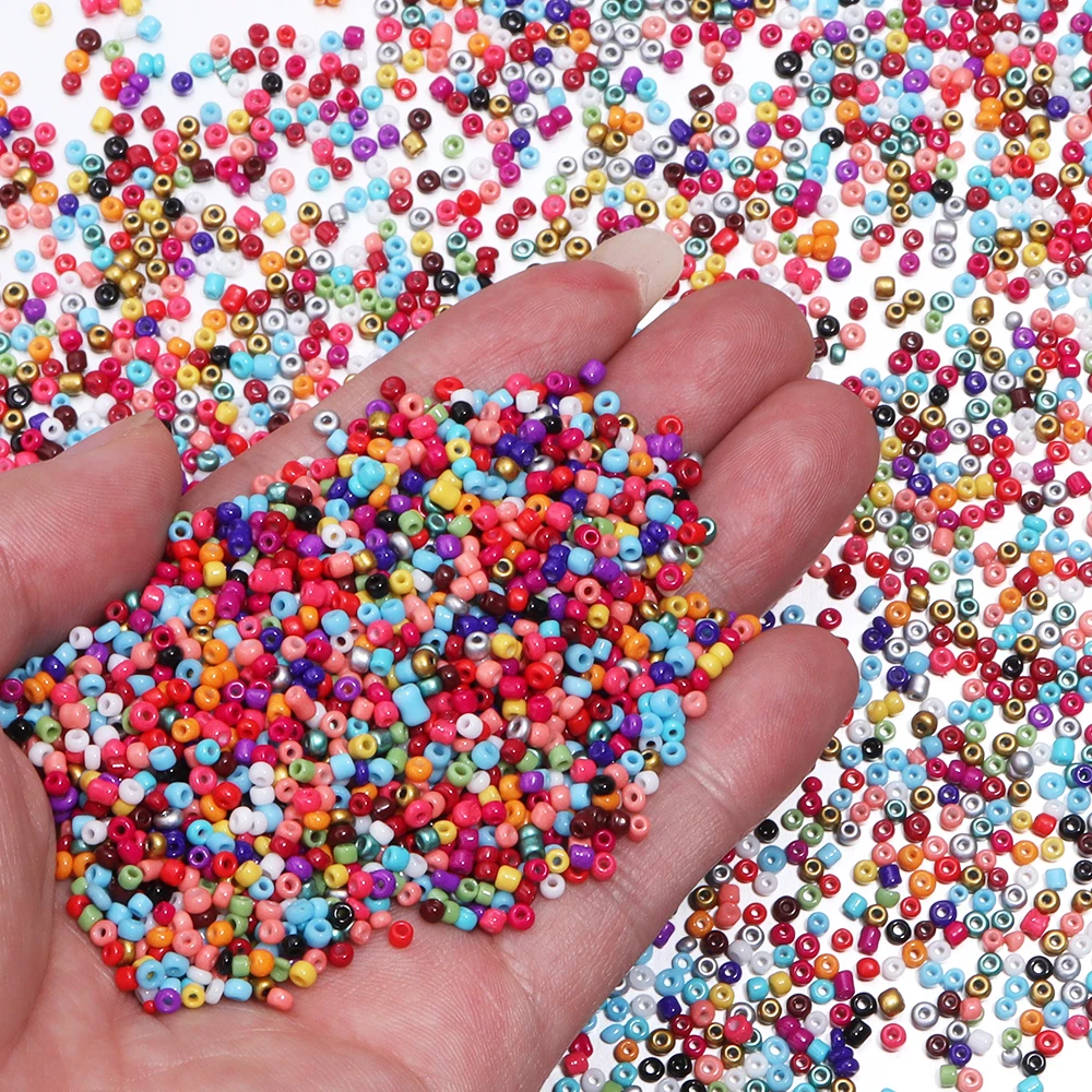 

1 Bag 2/3/4mm 1000 Pieces Solid Color Glass Beads Seed Beads Bohemia Style Loose Beads DIY Clothing Accessories