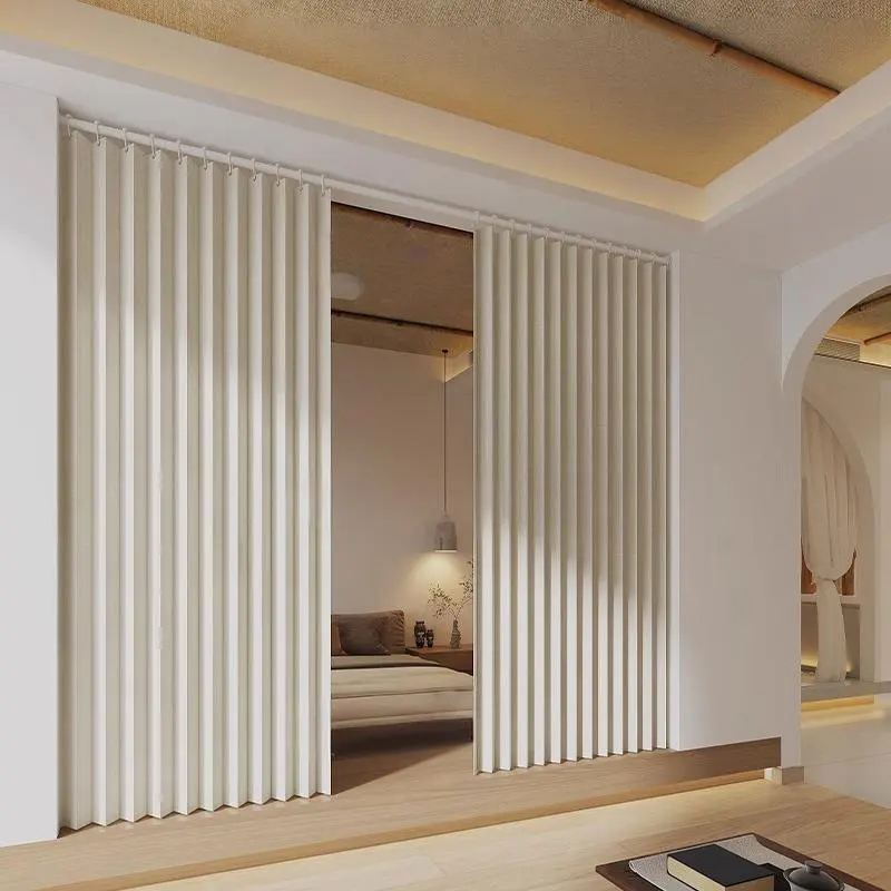 

Premium Beige No Drill Foldable Room Divider Privacy Curtain Hooks Included Light Filtering Temporary Wall Partition Renter Frie