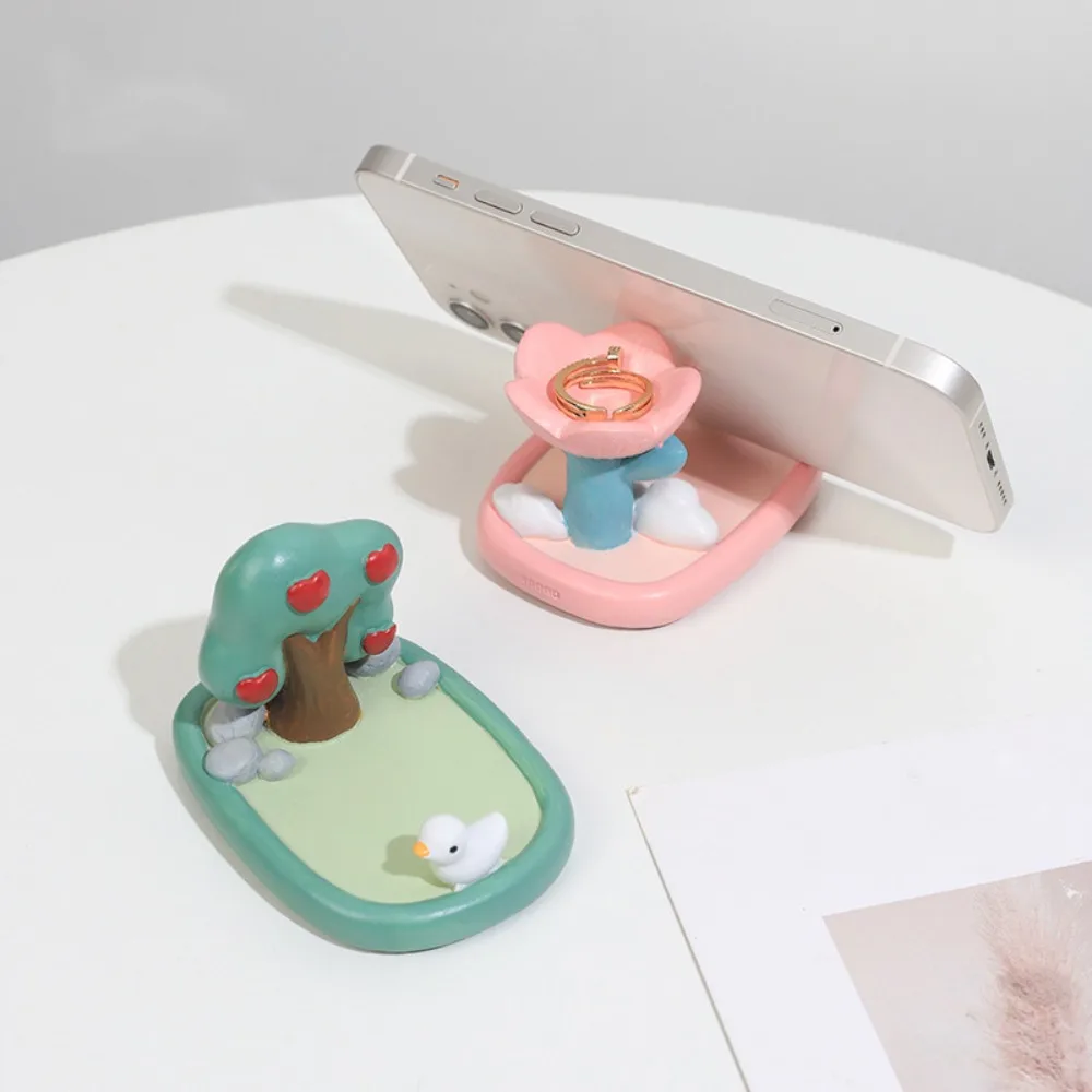 أرنب حامل هاتف المحمول دعم الهاتف مكتب ديكور الراتنج حامل هاتف توليب المحمولة حامل جوّال بلاستيكي الخليوي الهدايا الصغيرة