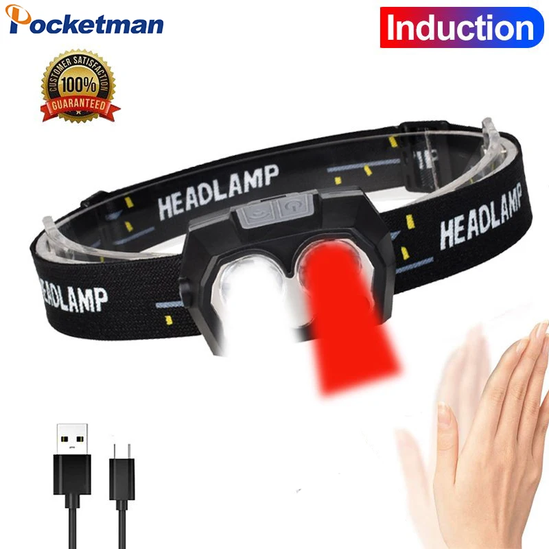 

Super Bright Dual LED Headlamp USB Rechargeable 4 Modes Waterproof Headlight with Adjustable Headband for Camping Hiking Running