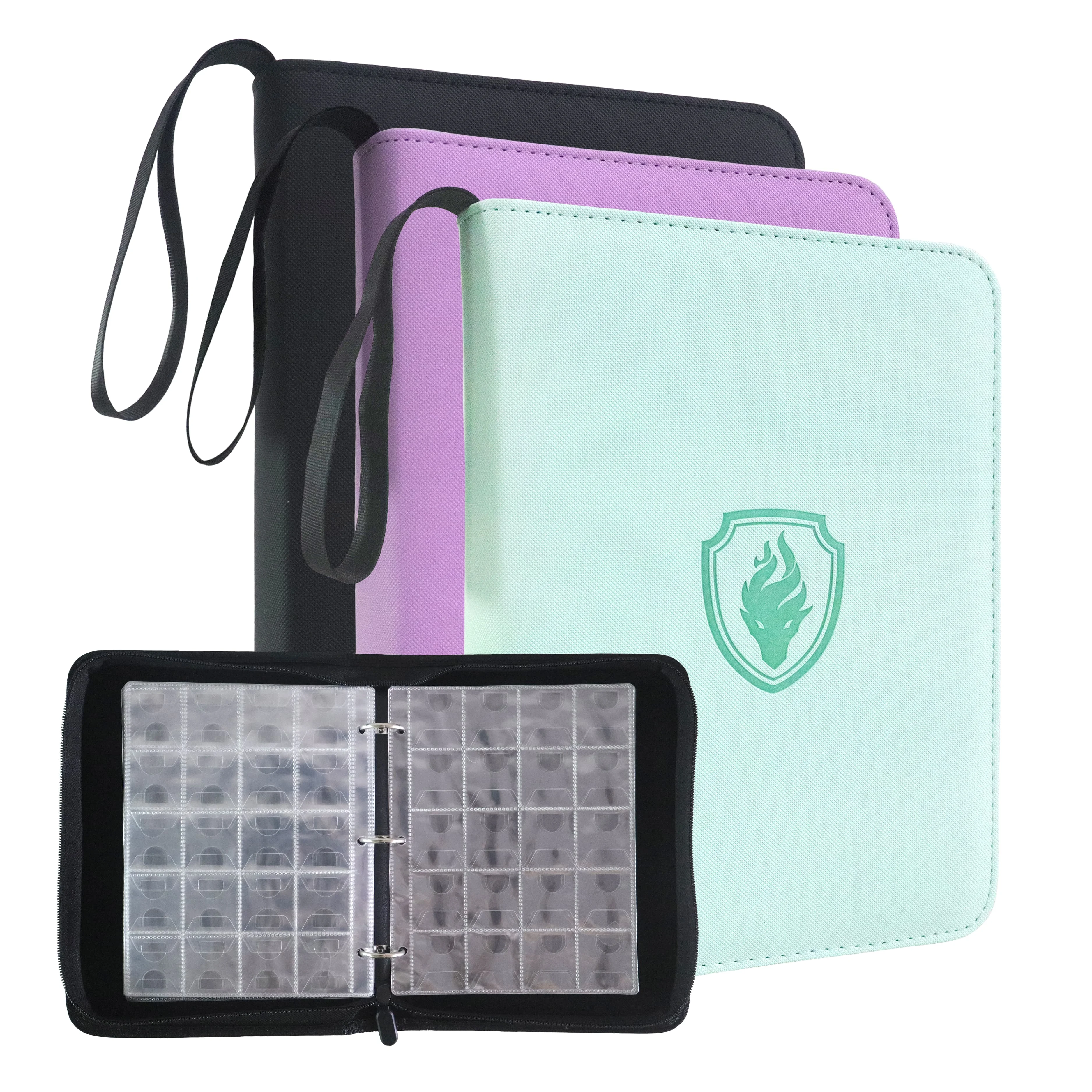 Album de collection de pièces de monnaie en PU avec fermeture éclair, capacité de 220 pièces, 20 pochettes par page, album de rangement portable pour pièces de monnaie, protection pour l'affichage des pièces