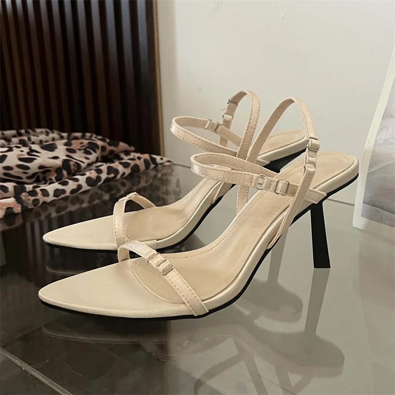 Eilyken Summer Sexy Back Belt Buckle Sandals Women Pointed Toe Thin High Heels Fashion Party Prom Shoes Zapatos Mujer