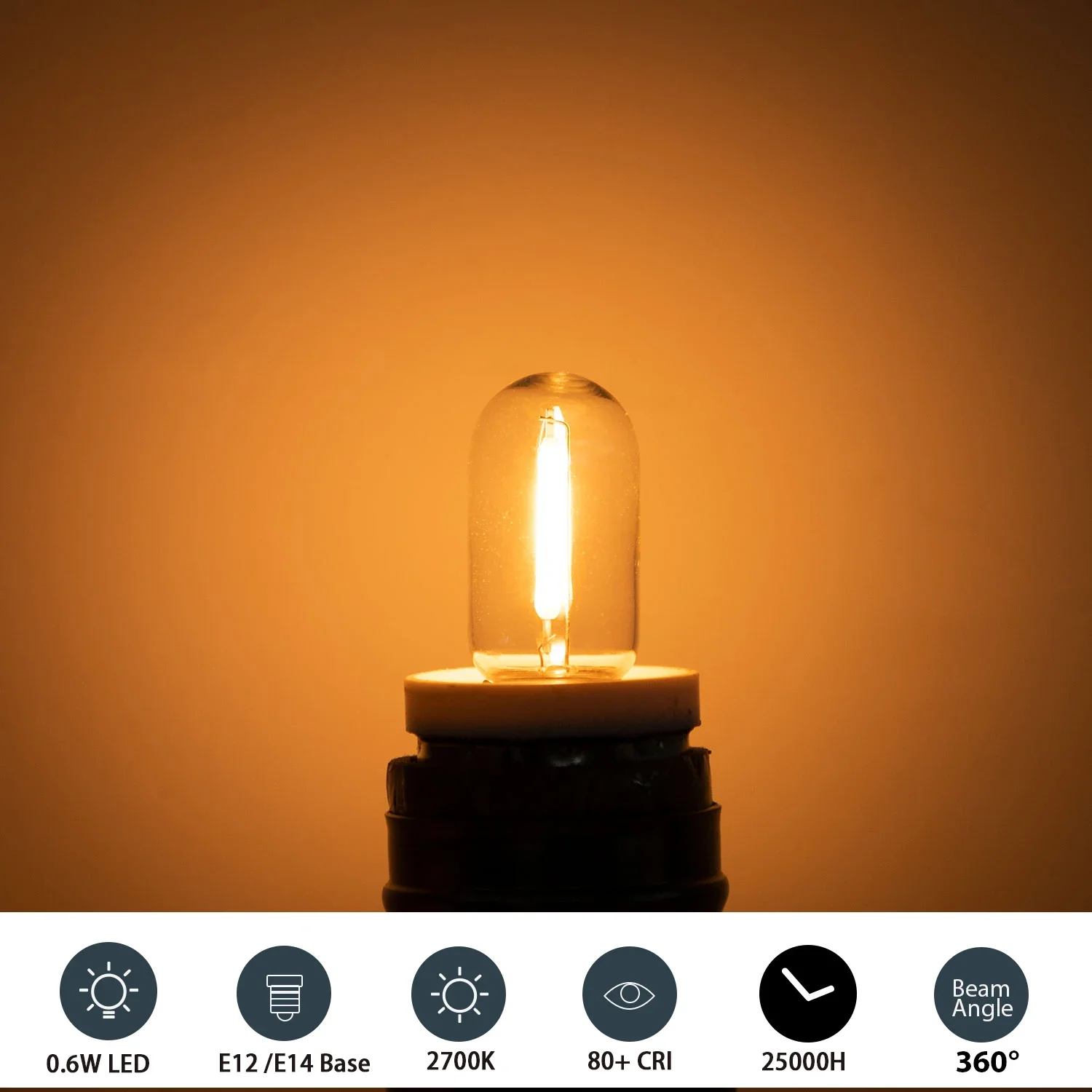 25pcs LED T16 0.6W String Replacement Light Bulbs E12 E14 Warm White 2700K Glass Light Bulbs 110V 220V Dimmable Outdoor String L