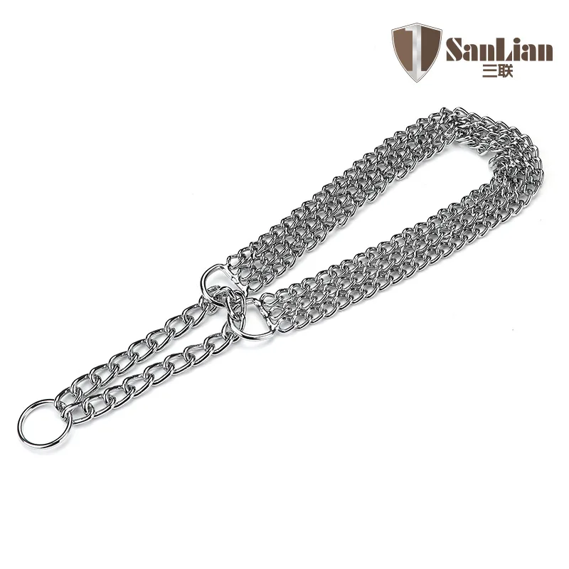 Three row chain dog collar Training dog P chain Collars Adjustment pet Metal necklace stainless steel for Medium large big dogs