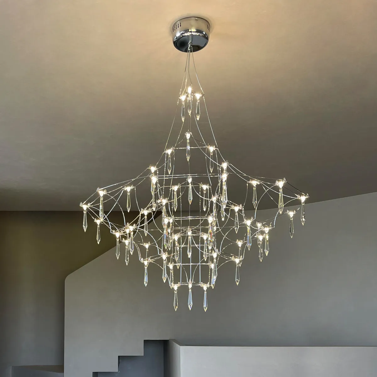 Italian French-style Mid-range Luxury Star-shaped Crystal Living Room Dining Room Bedroom and Staircase Area Firefly Chandelier