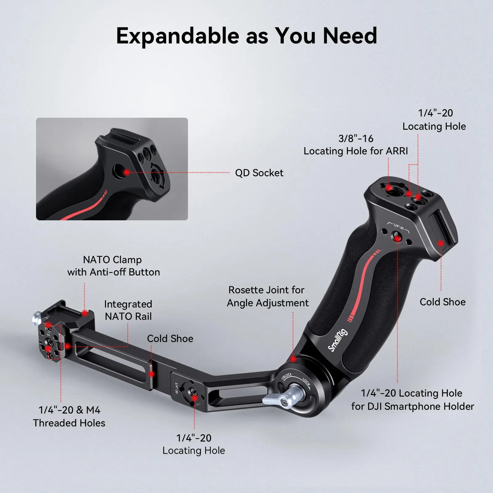 SmallRig Adjustable Handle Sling Handgrip for DJI RS 2 / RS 3 / RS 3 Pro/ RS 3 Mini / RS 4 Pro / RS 4 Gimbal Handheld Stabilizer