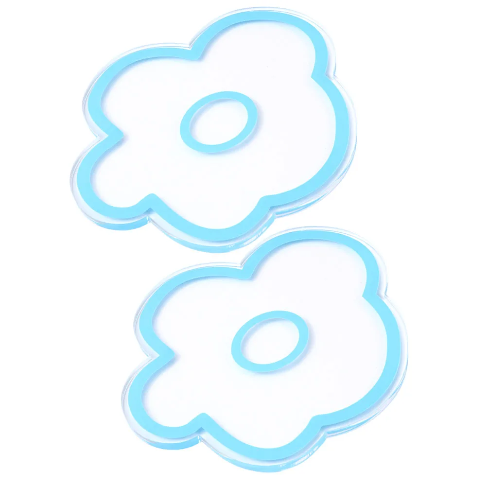 

2pcs Acrylic Flower Decorative Coaster Heat Resistant Clear Blue Home Insulation Mat Mug Pad Table Drink Cute Kawaii