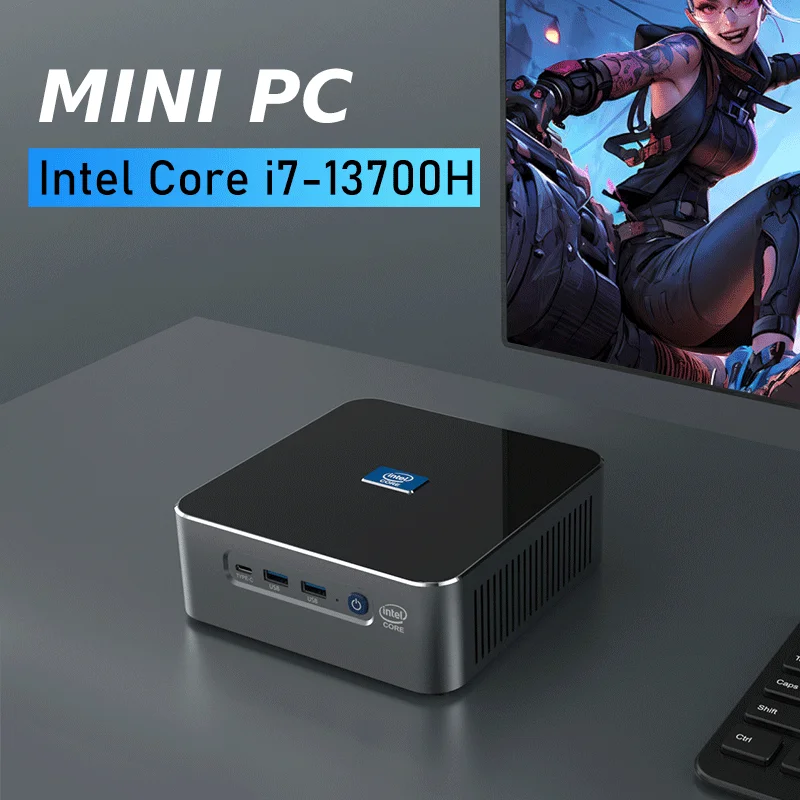 13th Gen Intel i7-13700H Gaming Office Mini PC 14-Cores 32GB DDR5-5200 2TB M.2 PCIE4.0 NVMe SSD WiFi6e Type-C Windows 11