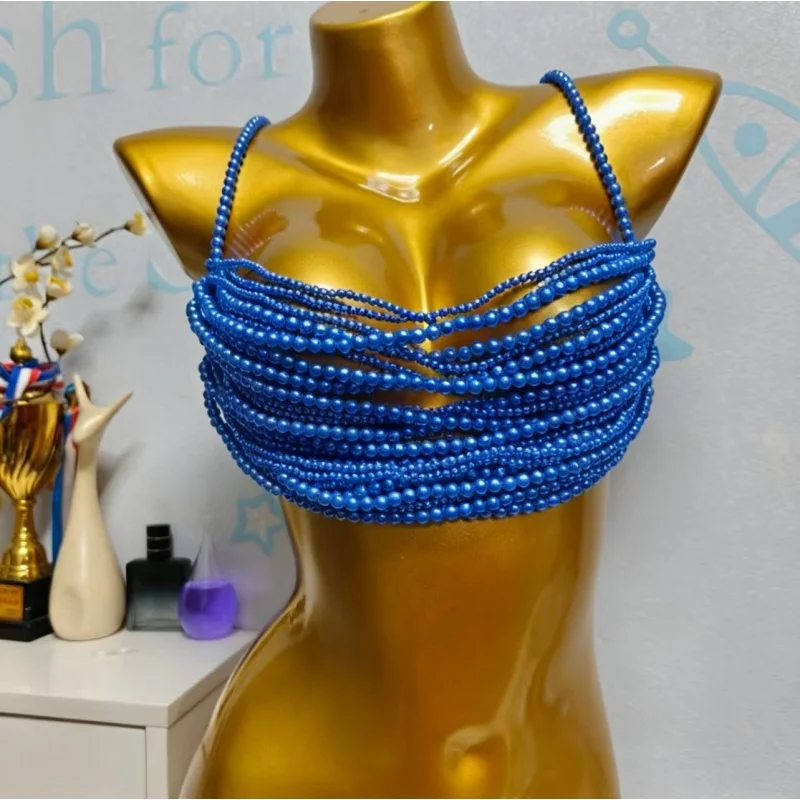 Damen Mehrschichtiges Perlenbesetztes Cami-Body-Harness-Top mit Verstellbaren Trägern, Körperkette für Rave, Festival, Strand, Nachtclub, Körperschmuck 2026 – Detail 7