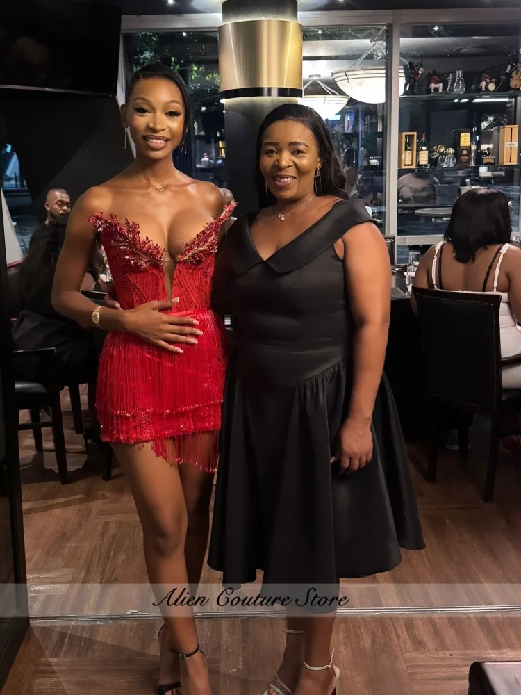 2026 Red Sexy Beaded Prom Party Dress Luxury BlackGirls Bling Women's Birthday Party Senior Hoco Dress  Customized view 4