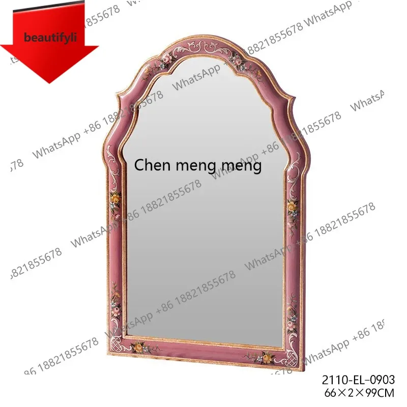 

A48 французское искусство романтическое деревянное зеркало с ручной росписью для спальни, гостиной, украшение для ванной комнаты, зеркало