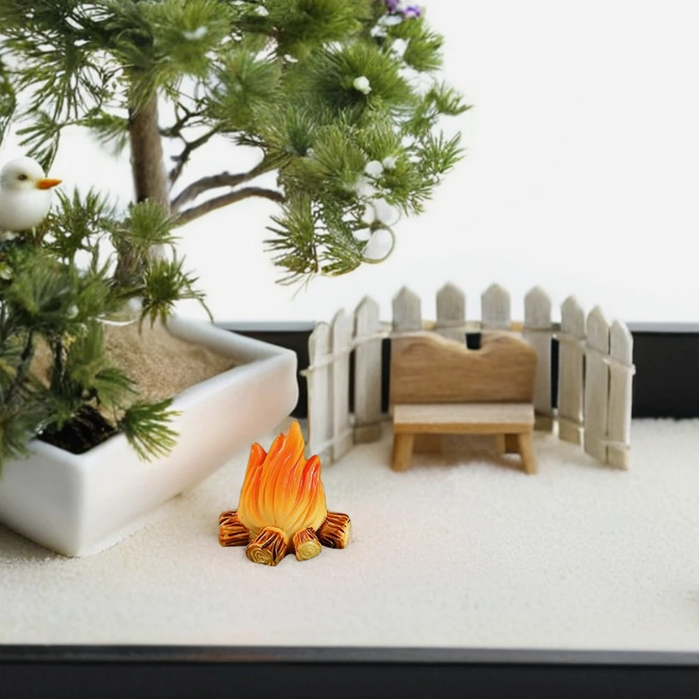 

9 pcs Decoration Ornaments Resin Campfire Models Fake Flame Campfire Prop Mini House Accessories Gardening Props