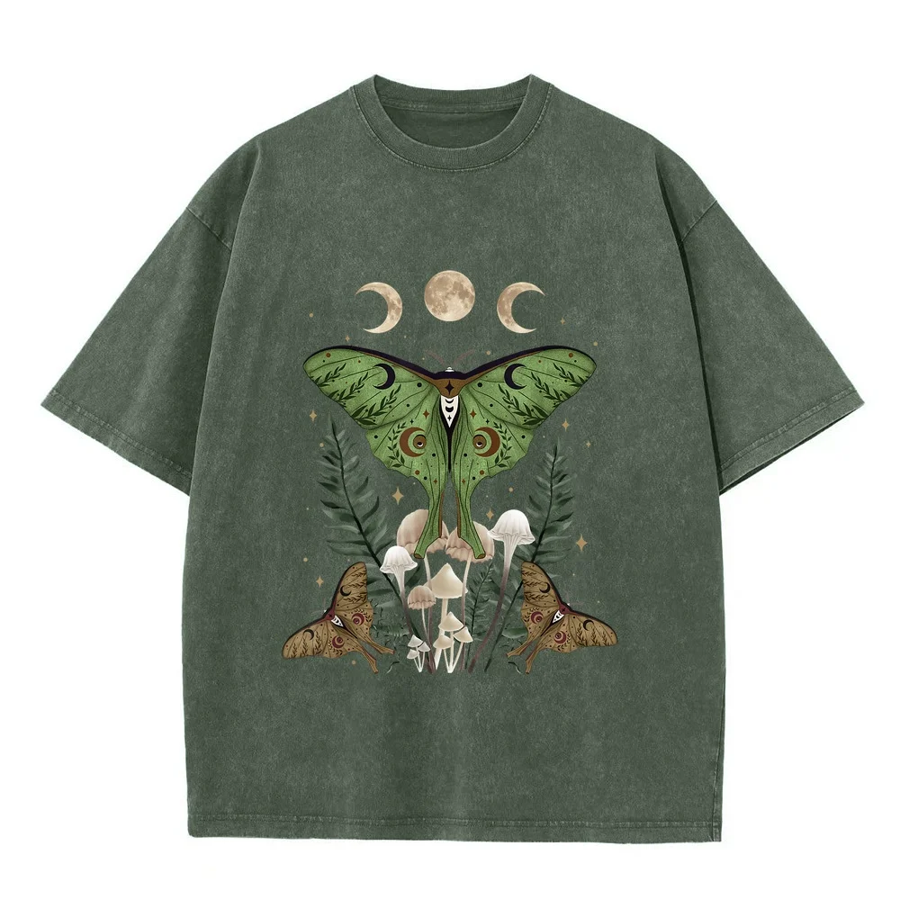 Fairy Grunge Fairycore Aesthetic Goth Luna Moth Mushroom T-Shirt Funny Shirts Man Character Women Medium Cotton Tee Graphic Men