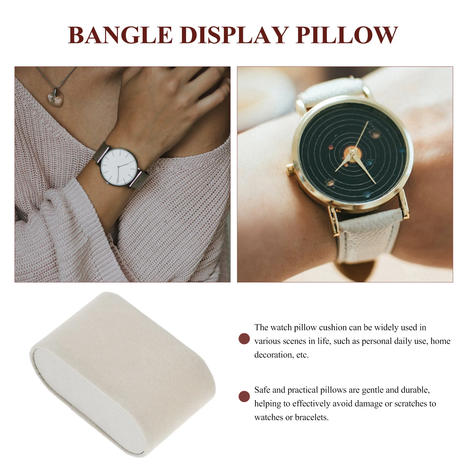 6 قطعة كيس وسادة عرض لساعة اليد والمجوهرات وسادة صغيرة مقاومة للماء رمادي الإسورة سلسلة يعرض سوار