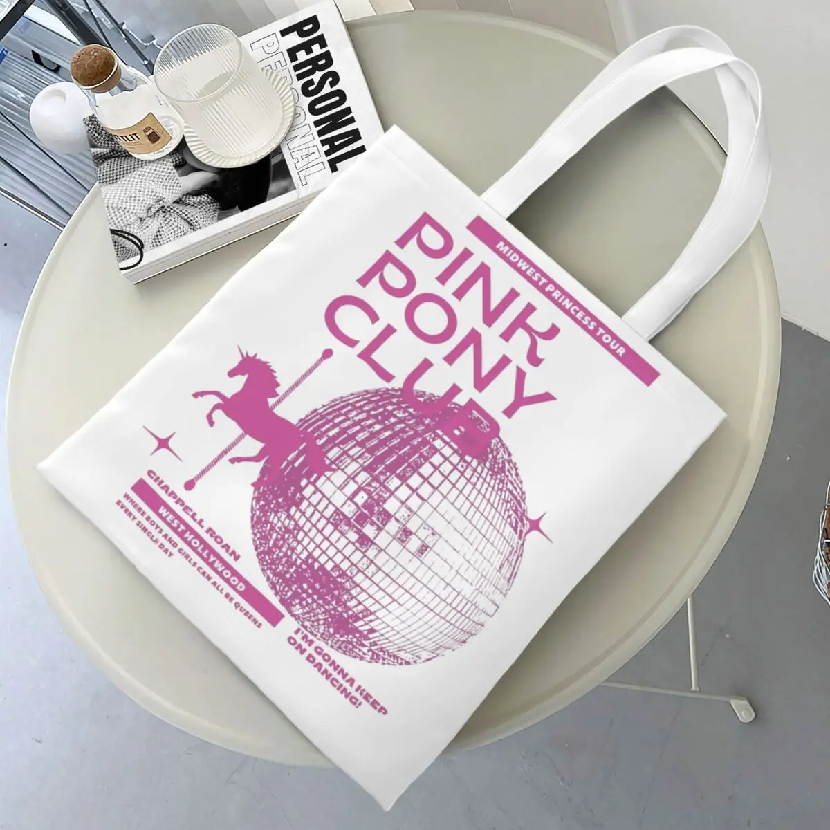 Pony Club Disco Chappell sacola feminina, bolsa rosa, ascensão e queda de uma princesa Midwest Tour, bolsa de ombro