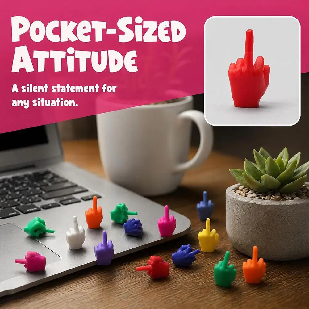 Multicolor Mini 3D Printed Middle Finger Hand Ornament Funny Mischievous Prank Hand Figurine Novelty Gag Joke Desktop Decor