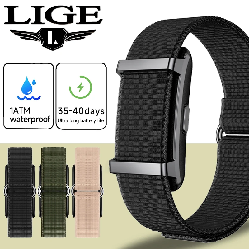 

LIGE New 30-day Ultra-long Use Time Smart Watch 24hours Heart Rate Blood Oxygen Monitor Sport Men Women No Screen Smart Bracelet
