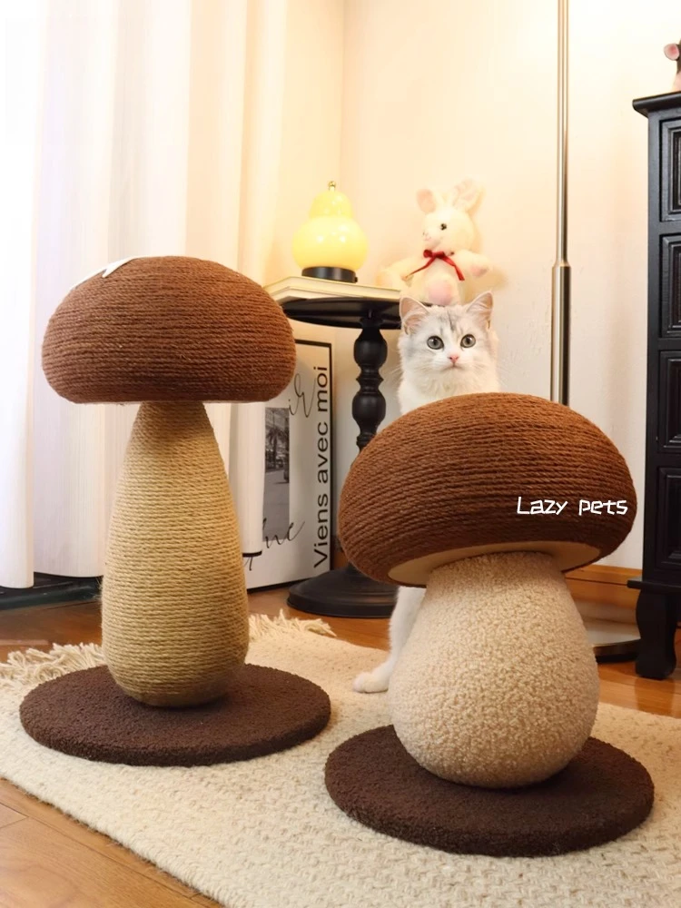 Mushroom cat scratching board, sisal cat scratching column, resistant to scratching, can't drop crumbs, cat climbing frame, grin