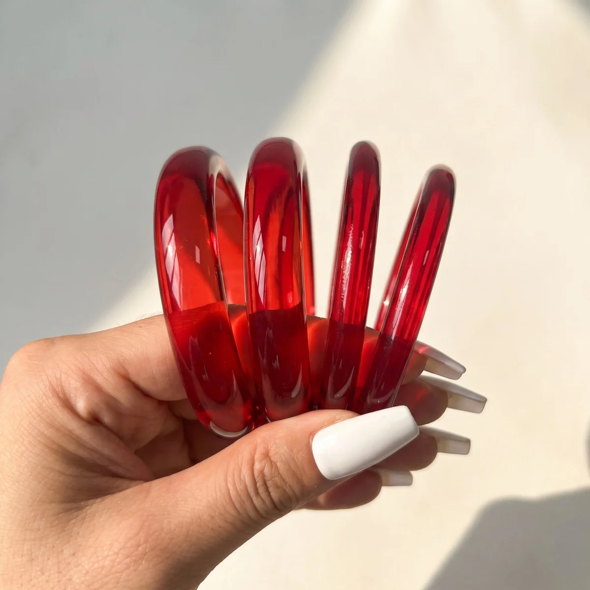 4pc Punk Stackable Resin Acrylic Round Bracelet Set for Women