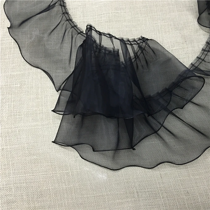 10 Yards/Packung. Hochwertige Spitze für Hochzeitskleider, doppellagiger Organza-Gürtel mit Wellenschliff, Spitzenzubehör RS24573 – Detail 16
