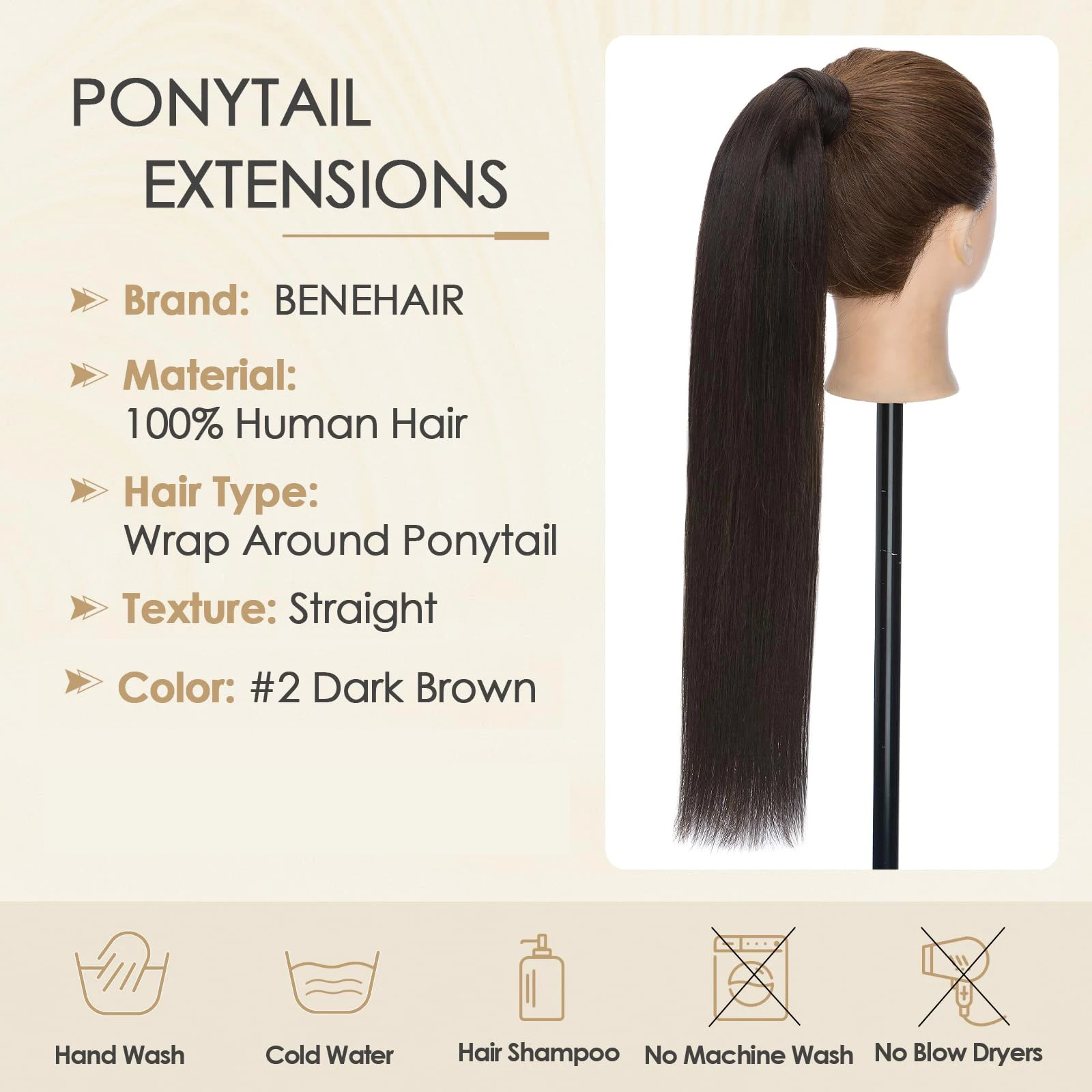 Straight Ponytail Human Hair Brazilian Hair Natural Black Ponytail Magic Wrap Around Clip In Hairpieces Ponytail Hair Extension