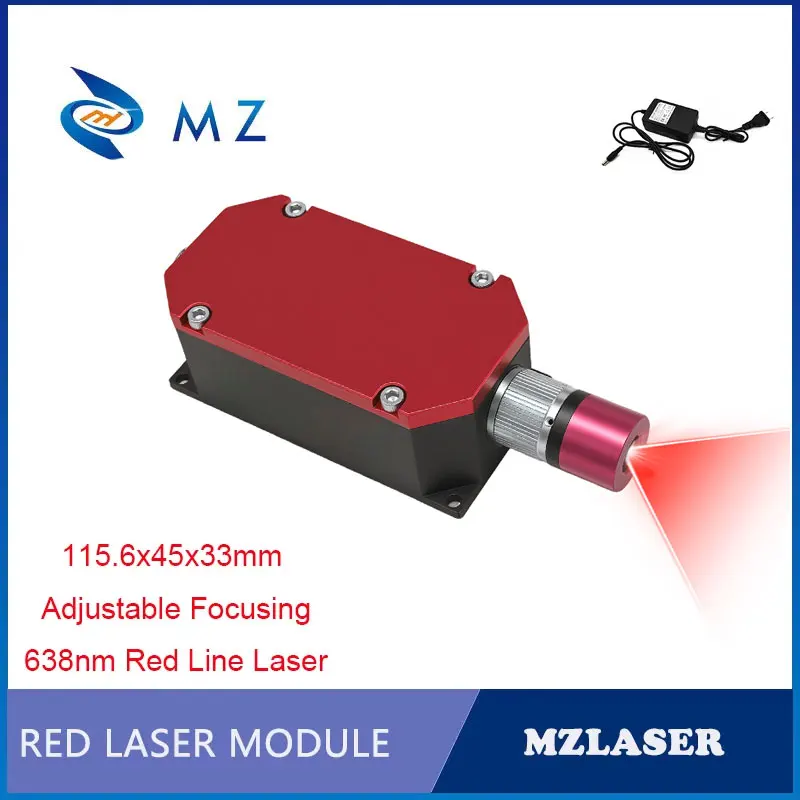 CW Red Line Laser Diode Model 638nm 500mW 1200mW Adjustable Focus 1.2W 12V 24V with Glass Lens Long Life Industrial with Adapter