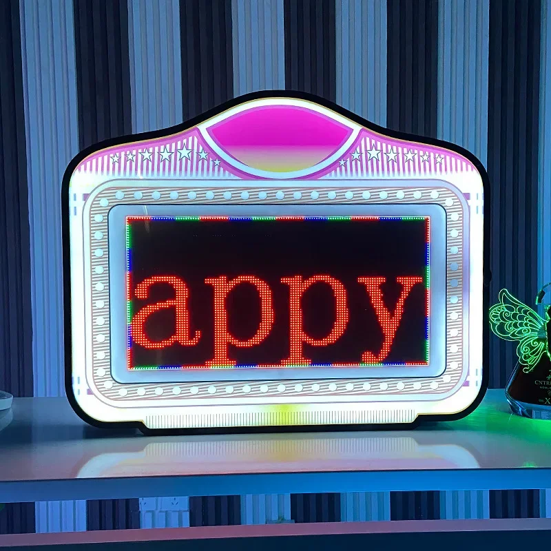 

High Quality Customized Logo LED Letter Board Marquee Night Club Bottle Presenter with Metal Frame Digital Message Sign
