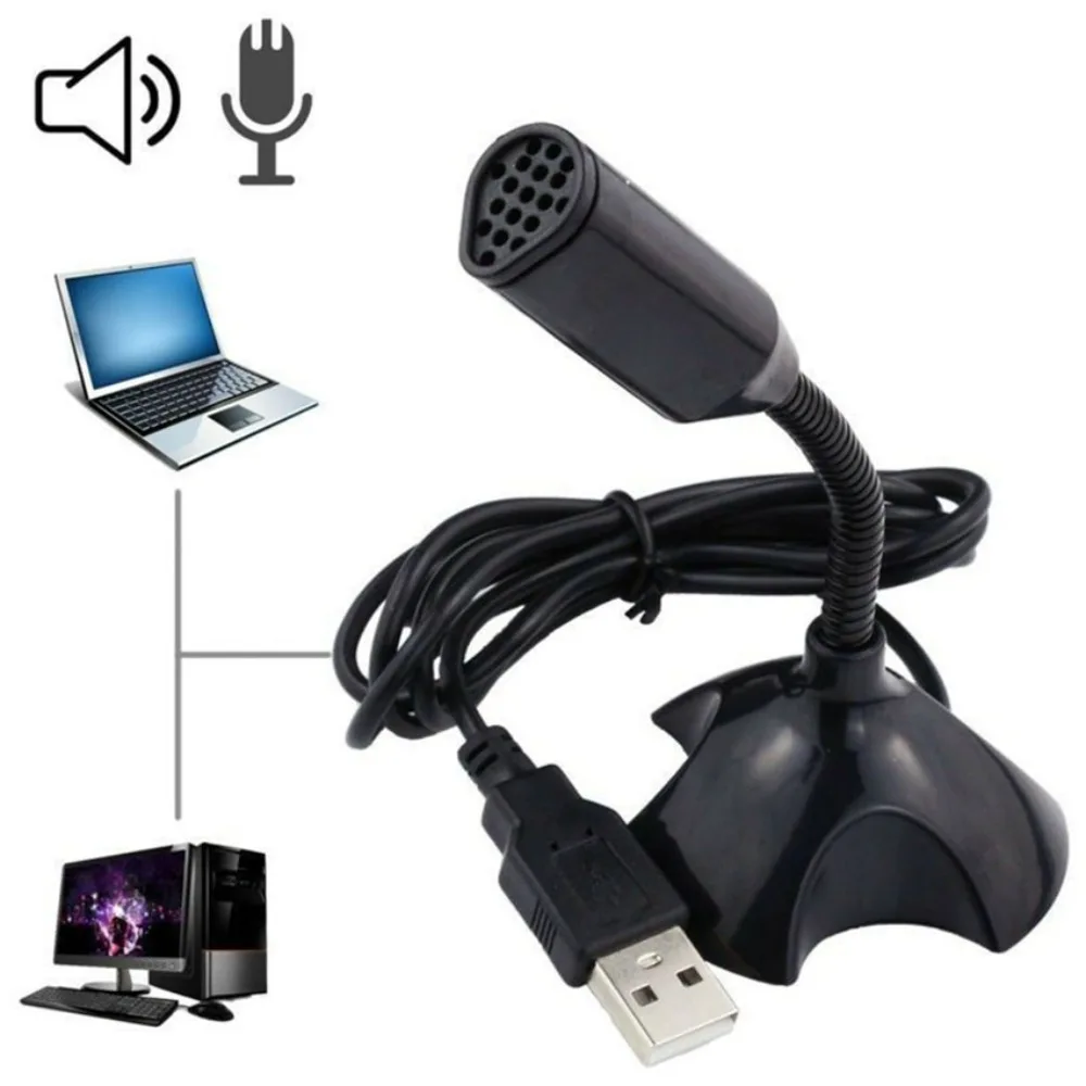 New Mini Desktop USB Microphone Adjustable Studio Speech Gaming Streaming Stand Microphone PC Laptop Computer Notebook
