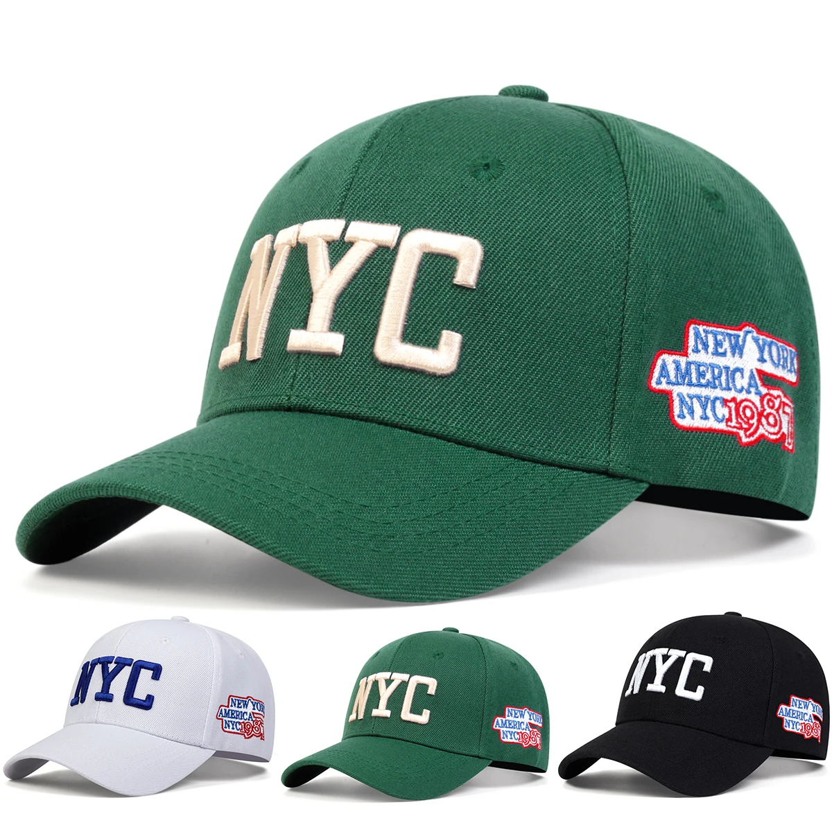 Gorras de béisbol unisex con bordado de letras NYC, sombrero protector solar para exteriores para primavera y otoño, gorras de camionero informales ajustables